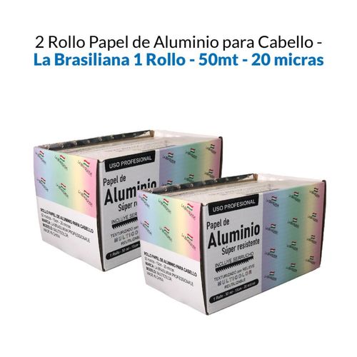 Rollo De Papel Aluminio Para Cabello X 50Mt 15Cm 20 Micras 2 Pack