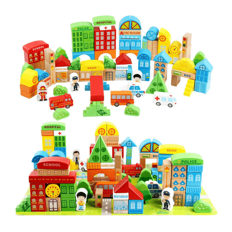 Bloques-de-construccion-de-ciudad-100-pcs-y-tablero-de-Ludo