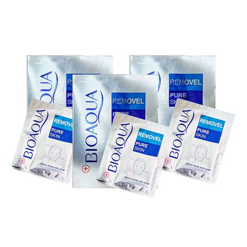 Mascarilla Facial Antiacne Removel Pure Skin 10 Pcs Bioaqua 30Gr 3Pack