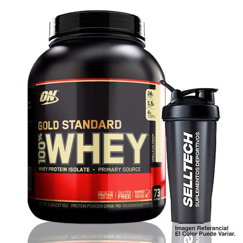 Proteína ON Gold Standard 100% Whey 5 lb Vainilla + Shaker