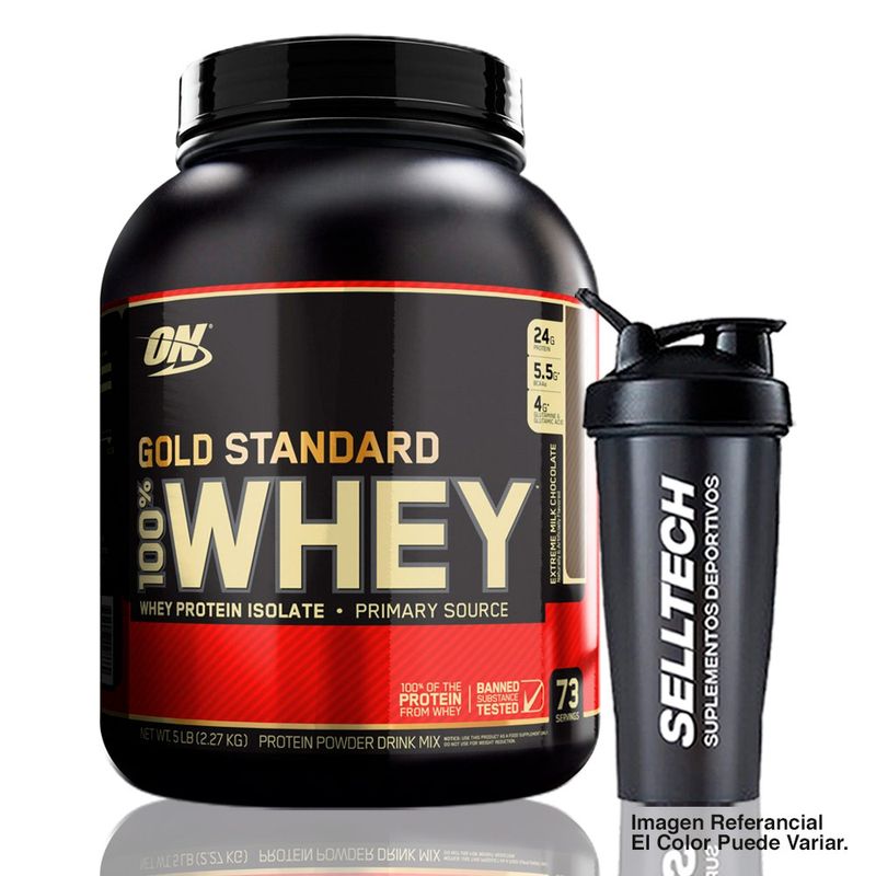 Proteina-ON-Gold-Standard-100--Whey-5-lb-Chocolate---Shaker