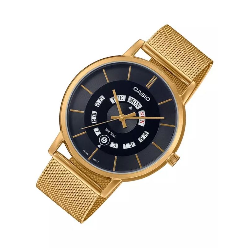 Reloj-Analogo-Casio-Original-Regular-MTP-B135MG-1A-Hombre-Acero-Dorado-y-Negro