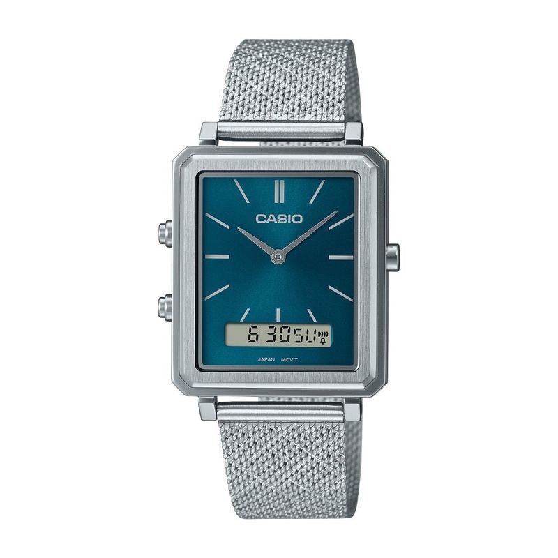 Reloj-Analogo-Casio-Original-Regular-MTP-B205M-3E-Cuadrado-Hombre-Acero-Verde