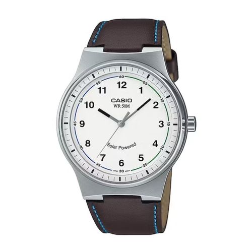 Reloj Análogo Casio Original Regular MTP-RS105L-7B Hombre Acero y Cuero Marrón