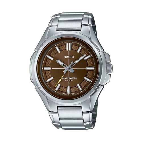 Reloj Análogo Casio Original Regular MTP-RS100D-5A Hombre Acero Plateado-Marrón