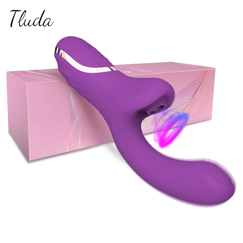 VIBRADOR CON ESTIMULADOR DE CLITORIS CON 20 MODOS DE USO TLUDA ZD029 SILICONA SANLLO IMPORT