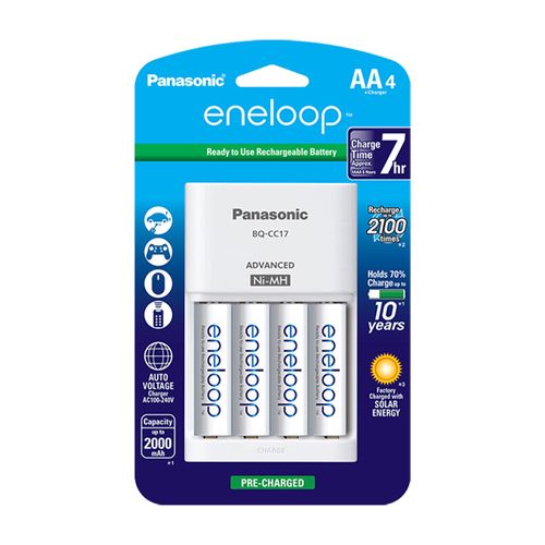 Pilas Recargables Panasonic Eneloop 1900mAh x4 AA + Cargador CC17