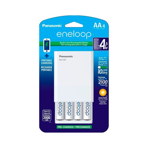 Pilas Recargables Panasonic Eneloop 1900mAh x4 AA + Cargador BQ-CC87