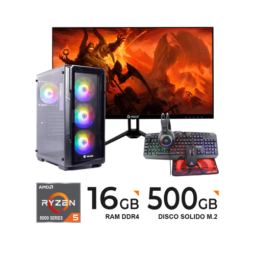 PC RYZEN 5 5600GT/ 16GB DDR4/ 500GB/ MONITOR 23.8''FHD/ KIT TECLADO, MOUSE