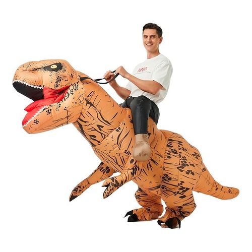 Disfraz Inflable Montable de Dinosaurio Rex Adulto para Halloween y Cosplay Marrón