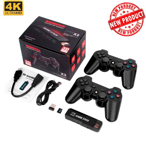 Consola Retro Game Stick X2 Plus 128 GB - 4K HD Ps1 Psp Sn64 40000 Juegos con Mandos Recargables