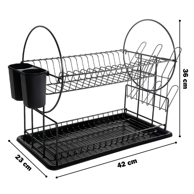 Organizador-Escurridor-de-Platos-Vasos-Moderno-2-Niveles-C13-Negro