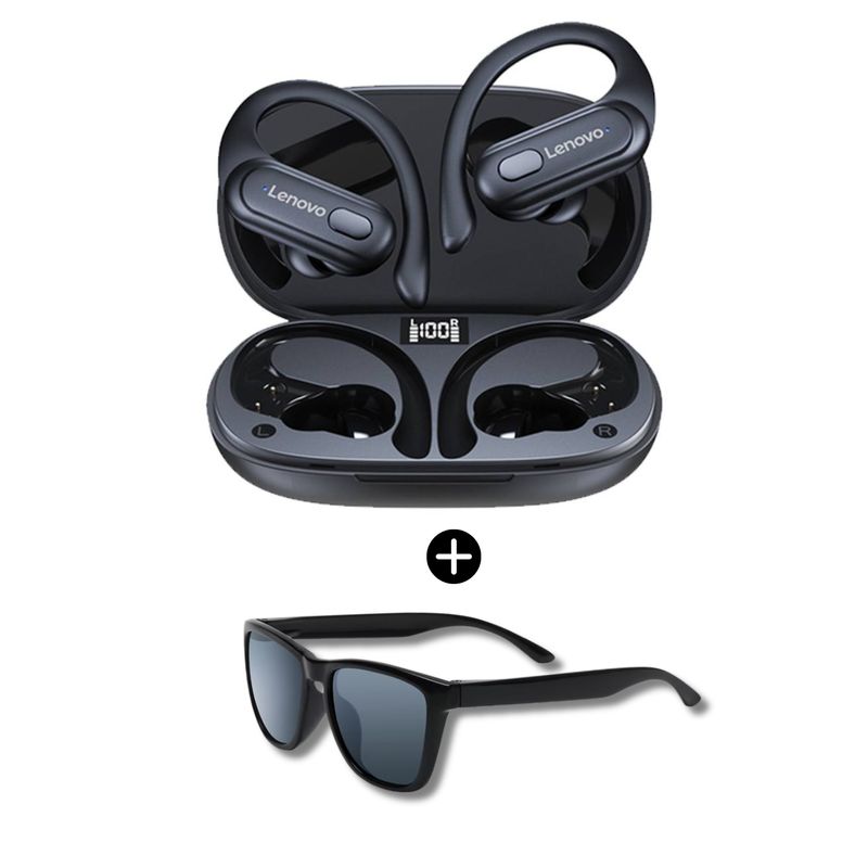 Audifonos-Bluetooth-Lenovo-XT60-deportivos-TWS-negro---Lentes-de-regalo