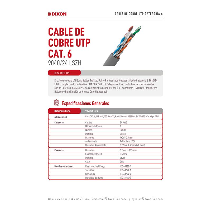 Rollo-Cable-Utp-Cat-6-dixon-x-caja-Serie-9040-24-Lszh-305m