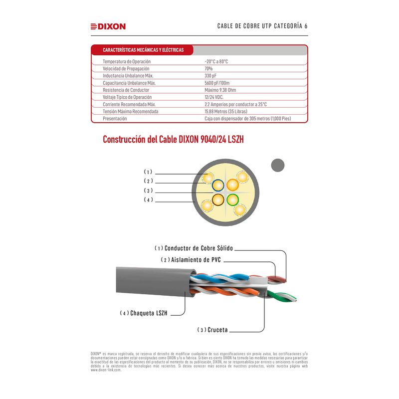 Rollo-Cable-Utp-Cat-6-dixon-x-caja-Serie-9040-24-Lszh-305m