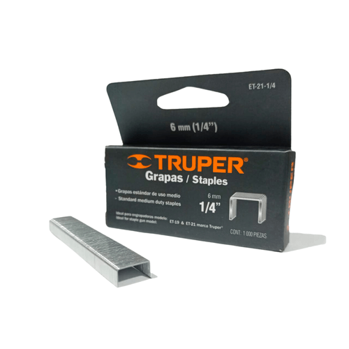 Grapas 1/4 Truper 6,0mm Para Et-19 Y Et-21 Tapizar 1000pcs