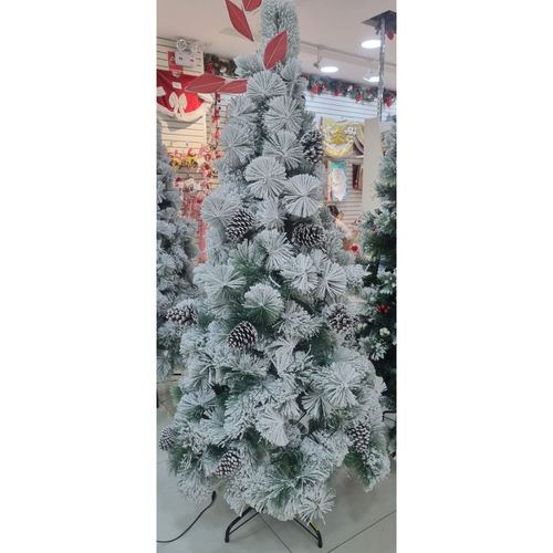 Arbol de Navidad Nevado con Piñas Apariencia real 180cm de Alto Incluye soporte (MUNDO ELECTRONICO)