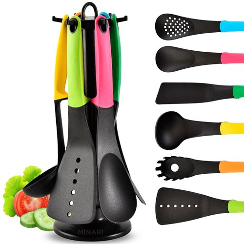 Set Cucharones Utensilios de Cocina con Colgador Organizador Multicolor 7pcs U62