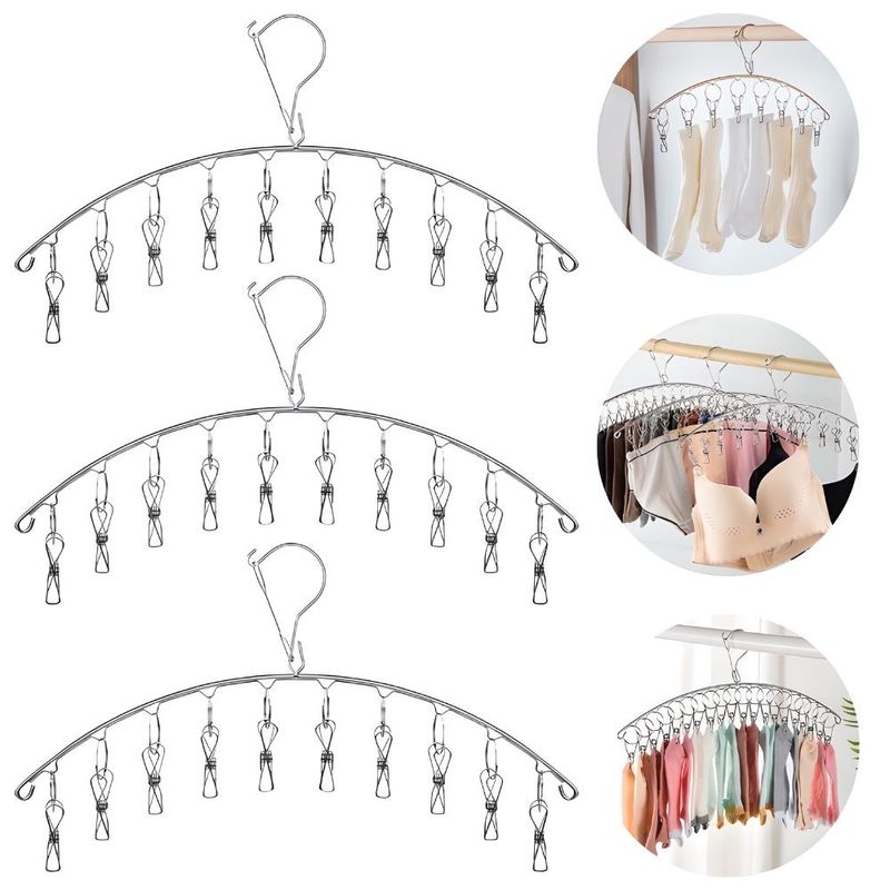 Set-de-3-Colgadores-Secador-Colgante-de-Ropa-30-Clips-Ganchos