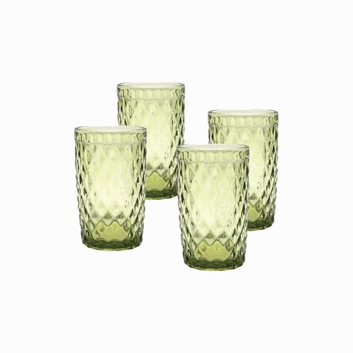 Set X4 Vaso Vidrio Verde