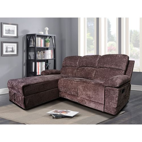 Seccional Liam Reclinable Con Almacen Marron