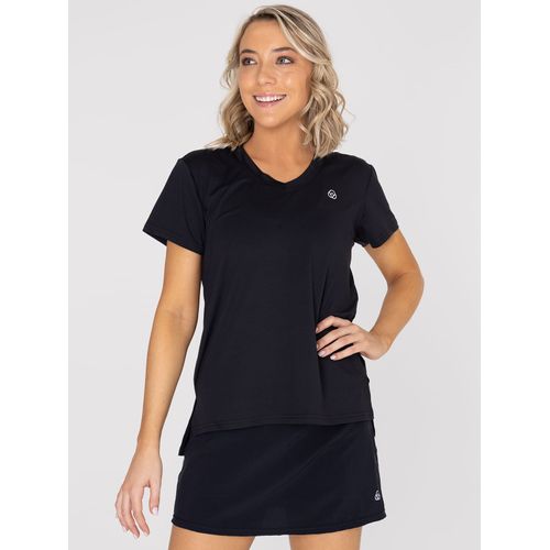 POLO MANGA CORTA PARA MUJER  V-NECK NEGRO BSOUL