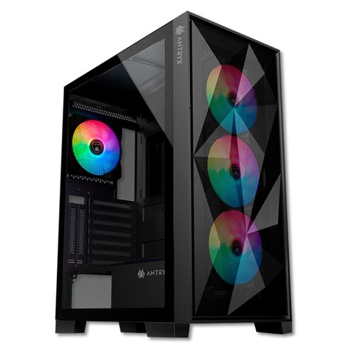 Gabinete Antryx RX-250, USB3.0, FRGB FAN X4, panel lateral de vidrio templado