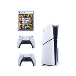 Consola-Playstation-5-Slim-Lectora-de-Discos---GTA-V---Mando-Blanco