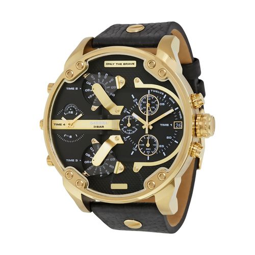 Diesel Mr. Daddy 2.0 Dz7371 Black Leather and Gold para Caballero