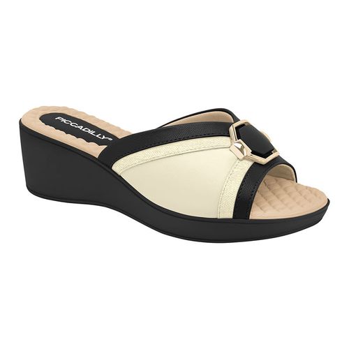 Zapato cuña Mujer 540381 PRETO/NATURAL/OFF WHITE