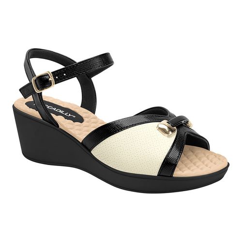 Zapato cuña Mujer 540383 PRETO OFF WHITE