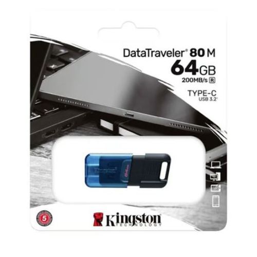 MEMORIA USB KINGSTON 64GB DATATRAVELER 80 M USB-C 3-2 GEN 1 AZUL