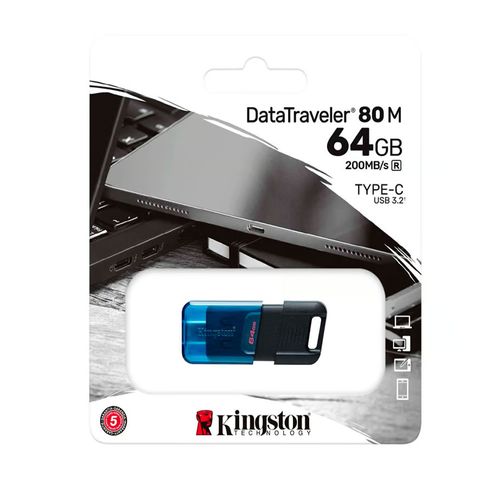 Memoria USB Kingston DataTraveler 80 M 64GB USB-C 3.2  Azul