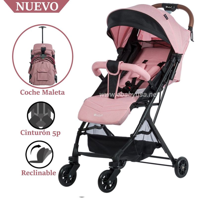 Coche-Maleta-Ebaby-Respaldar-Reclinable-Kalan-Rosado