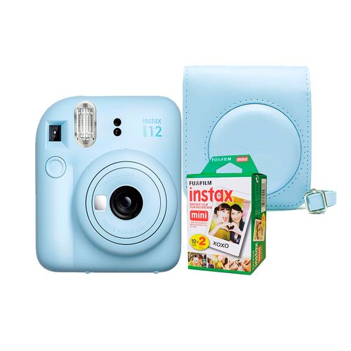 Camara Fujifilm Instax Mini 12 Azul Pastel +Estu cel 12 +Pack Pelix20