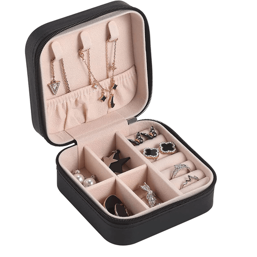 Joyero Organizador Estuche De Aretes Anillos Para Viaje Negro