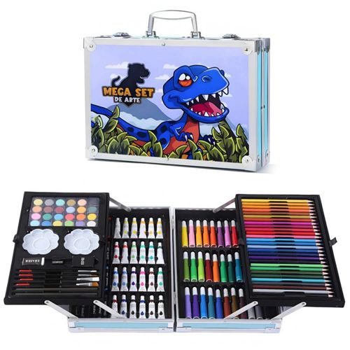 Mega Set de arte Dibujo Metalico 144 PIEZAS KAWAI DINOSAURIO