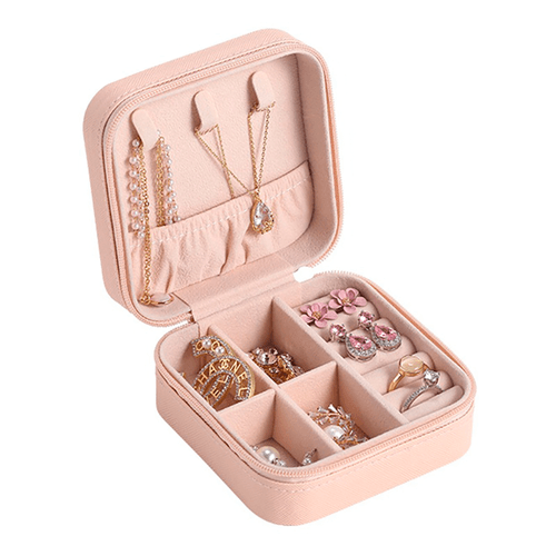 Joyero Organizador Estuche De Aretes Anillos Para Viaje Rosa