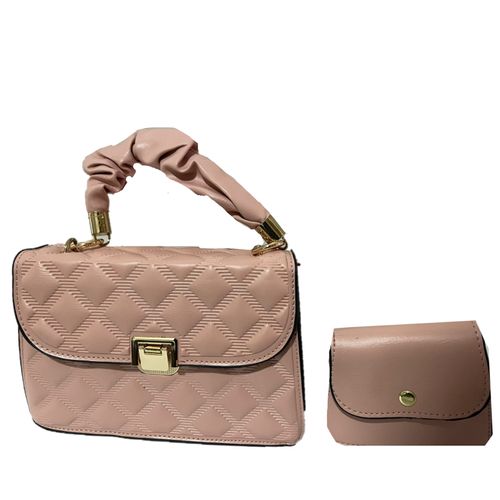 Set Cartera Bolso Billetera 2 en 1 Elegante con Asa Plisada - Rosa