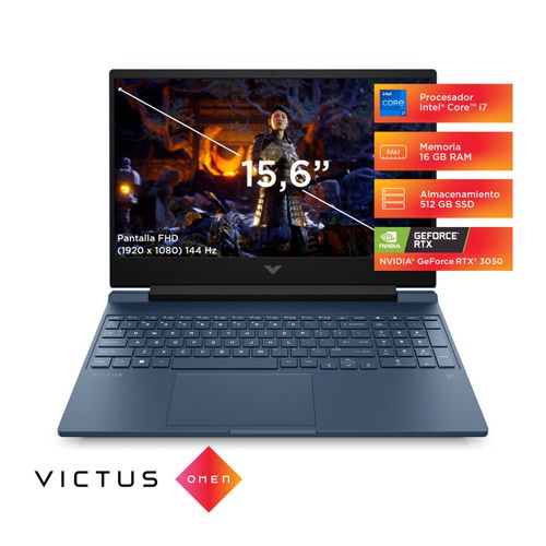 Laptop HP VICTUS 15 Core i7 12ª 15.6' FHD IPS 144Hz SSD 512GB RAM 16GB NVIDIA RTX3050 W11H