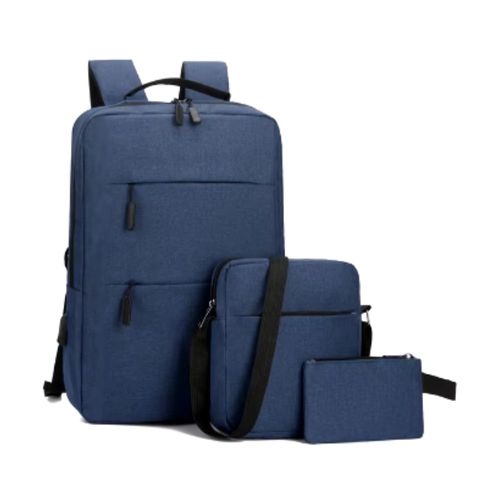 Pack Mochila de Doble Cierre Delantero Impermeable Portátil USB - Azul