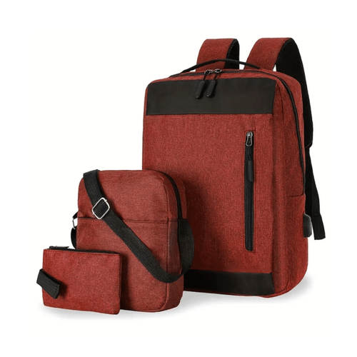 Pack Mochila 3 en 1 Porta Laptop Usb Urbano - V1 - Rojo