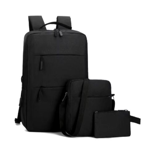 Pack Mochila de Doble Cierre Delantero Impermeable Portátil USB - Negro