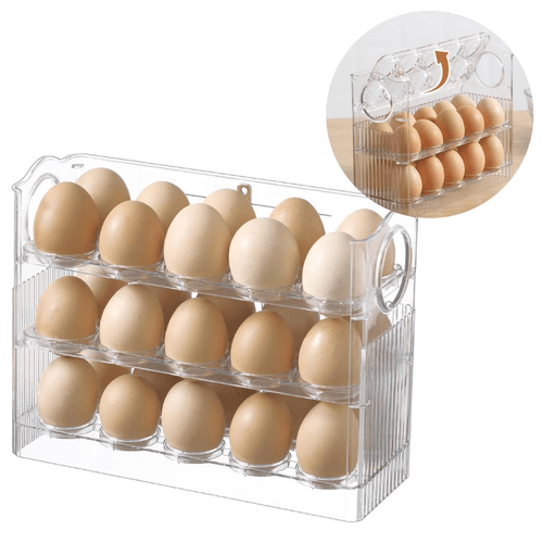 Organizador de Huevos con 3 Niveles para 30 Unidades Color Transparente