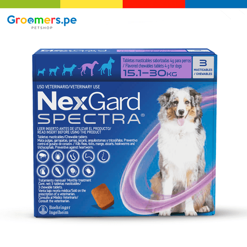 ANTIPULGAS PARA PERRO NEXGARD SPECTRA L (15.1 - 30 KG) X 3 TABLETAS