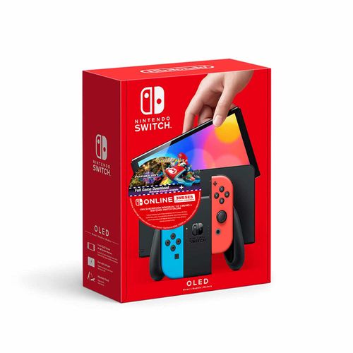 Nintendo Switch Oled Neon Mario Kart 8 + 3 Meses Suscripcion Online