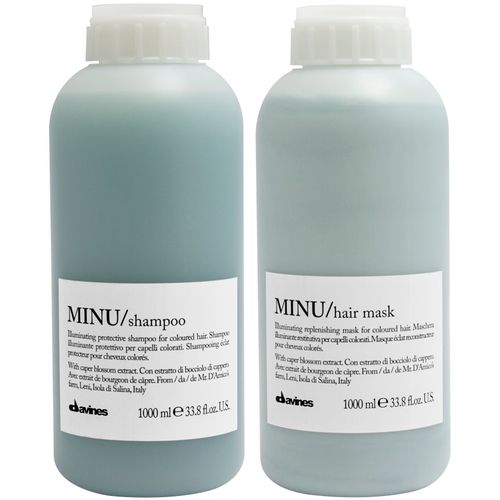 Shampoo Iluminador Cabello Teñido 1000ml + Mascarilla Davines Minu