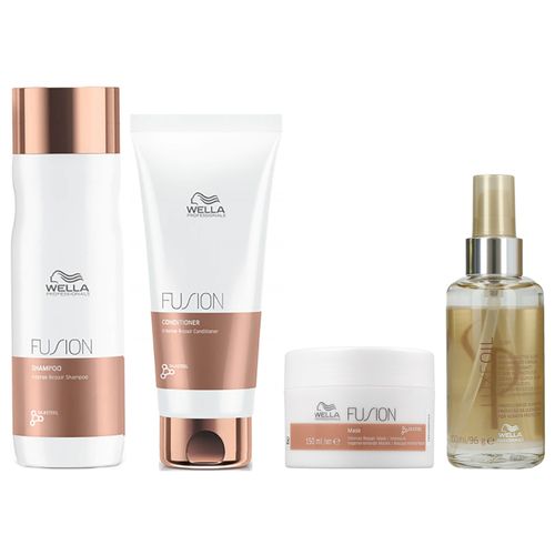 Shampoo Reparador + Acondicionador + Mascarilla + Elixir Wella Fusion