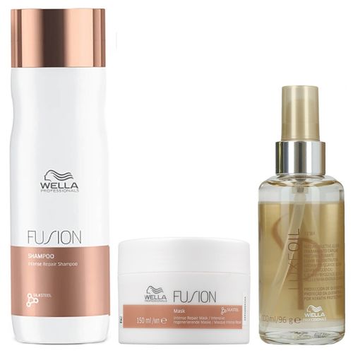 Shampoo Reparador 250ml + Mascarilla 150ml + Elixir 100ml Wella Fusion