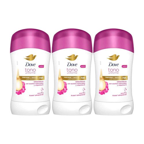 Pack Desodorante para Mujer Antitranspirante Stick DOVE Orquídeas Frasco 45g x3un